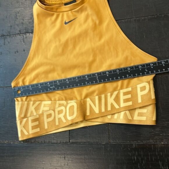 Nike Pro Intertwist Crop Tank Top Small Mustard Yellow Gold Medium Athletic Gym  - Picture 8 of 9